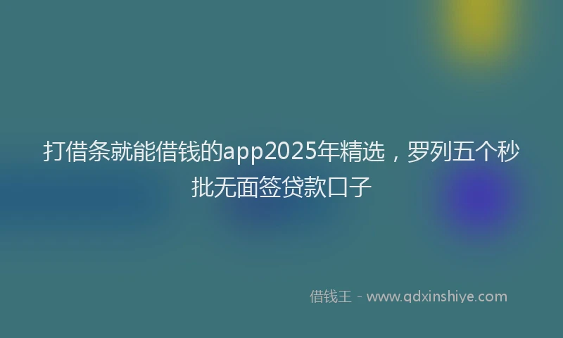 打借条就能借钱的app2025年精选，罗列五个秒批无面签贷款口子