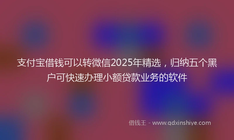 支付宝借钱可以转微信2025年精选，归纳五个黑户可快速办理小额贷款业务的软件
