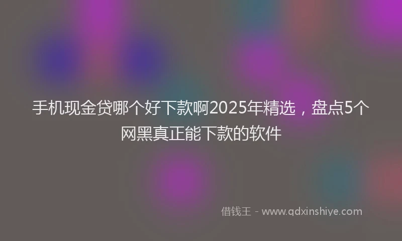 手机现金贷哪个好下款啊2025年精选，盘点5个网黑真正能下款的软件