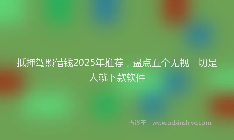 抵押驾照借钱2025年推荐，盘点五个无视一切是人就下款软件