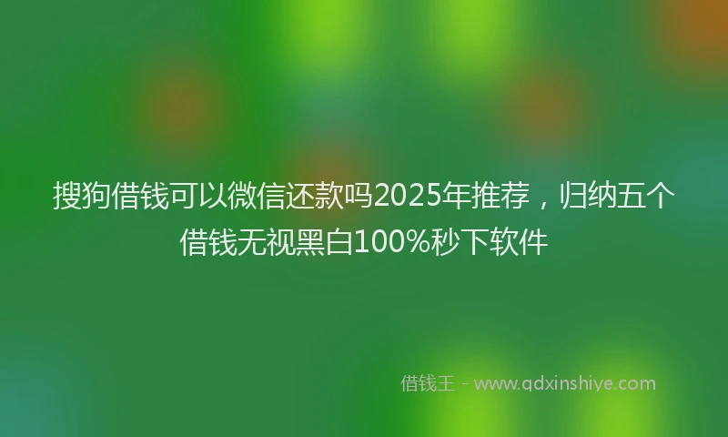 搜狗借钱可以微信还款吗2025年推荐，归纳五个借钱无视黑白100%秒下软件