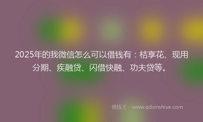 2025年的我微信怎么可以借钱有：桔享花、现用分期、疾融贷、闪借快融、功夫贷等。