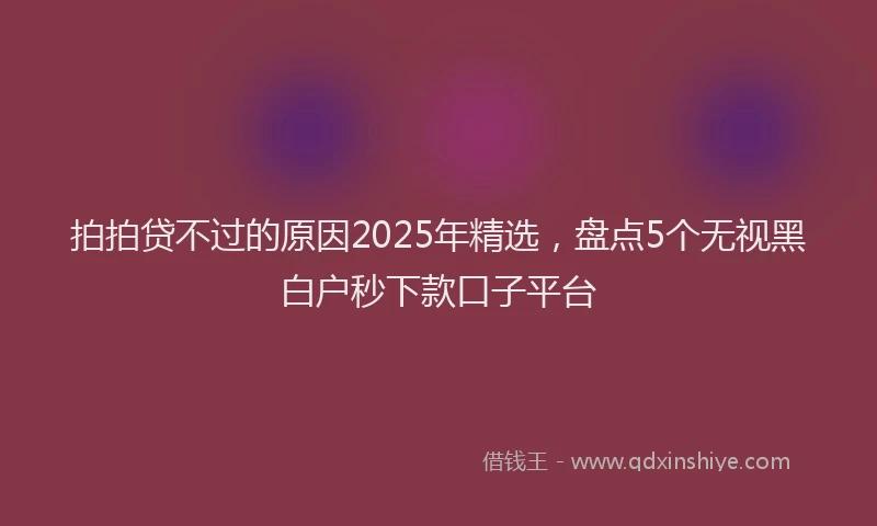 拍拍贷不过的原因2025年精选，盘点5个无视黑白户秒下款口子平台