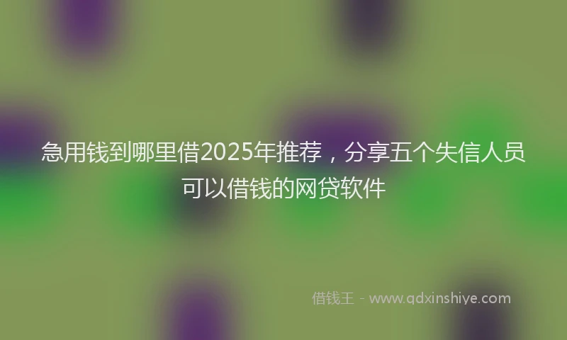 急用钱到哪里借2025年推荐，分享五个失信人员可以借钱的网贷软件