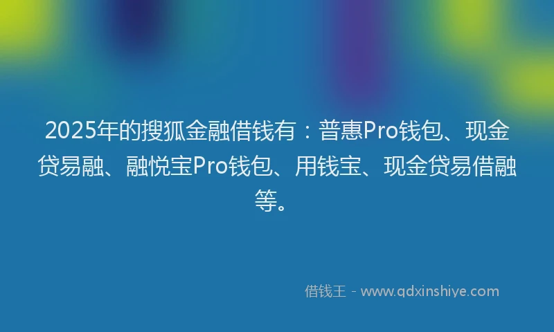 2025年的搜狐金融借钱有：普惠Pro钱包、现金贷易融、融悦宝Pro钱包、用钱宝、现金贷易借融等。