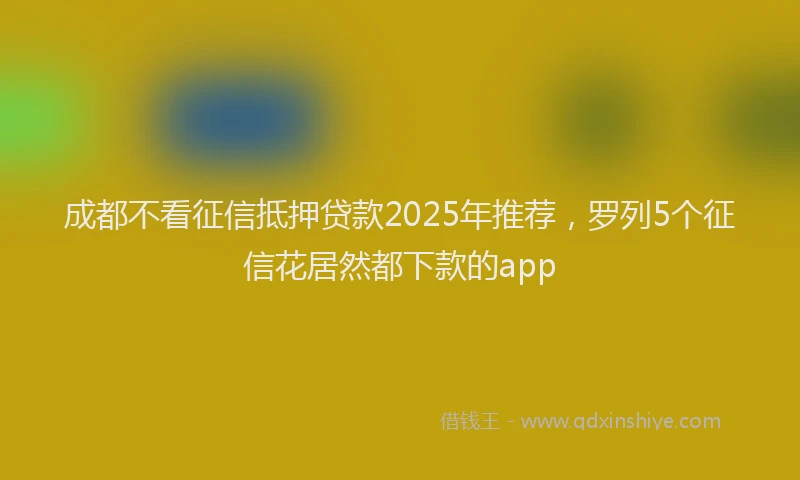 成都不看征信抵押贷款2025年推荐，罗列5个征信花居然都下款的app