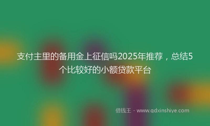 支付主里的备用金上征信吗2025年推荐，总结5个比较好的小额贷款平台