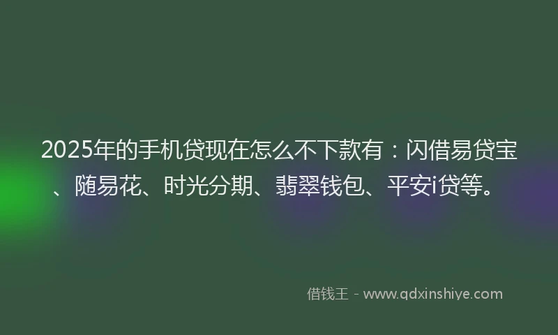 2025年的手机贷现在怎么不下款有：闪借易贷宝、随易花、时光分期、翡翠钱包、平安i贷等。