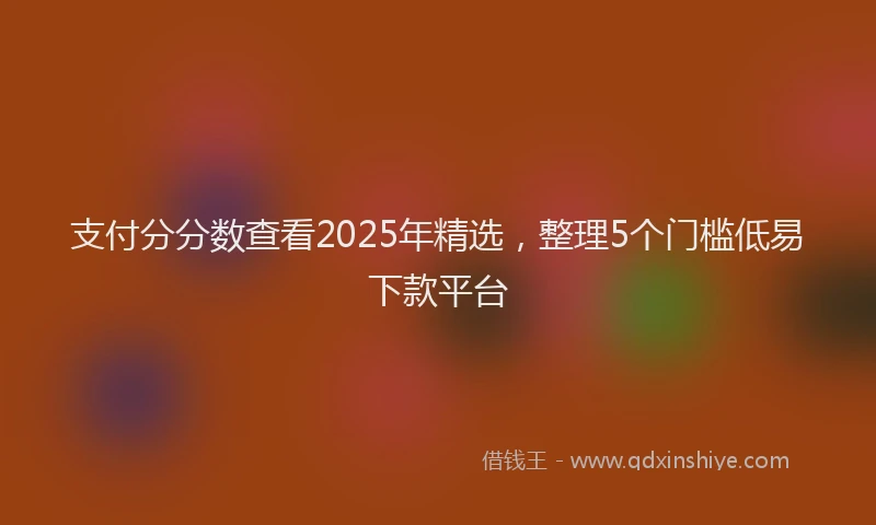 支付分分数查看2025年精选，整理5个门槛低易下款平台