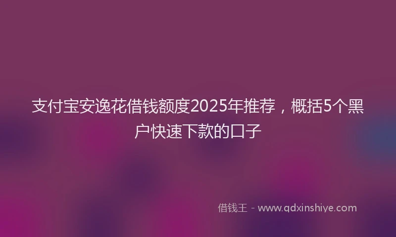 支付宝安逸花借钱额度2025年推荐，概括5个黑户快速下款的口子