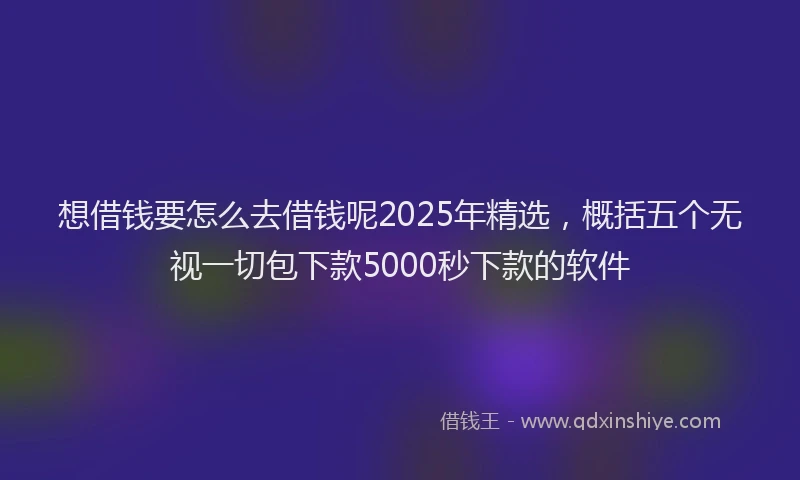 想借钱要怎么去借钱呢2025年精选，概括五个无视一切包下款5000秒下款的软件
