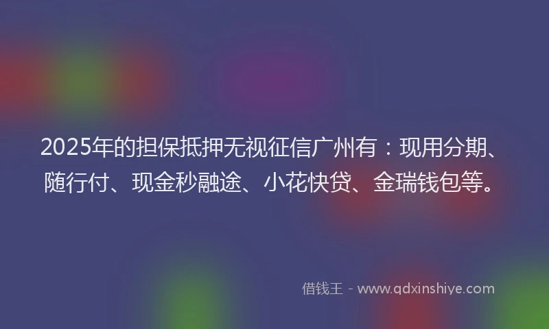 2025年的担保抵押无视征信广州有：现用分期、随行付、现金秒融途、小花快贷、金瑞钱包等。