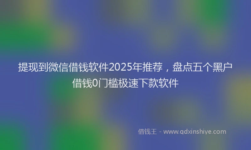 提现到微信借钱软件2025年推荐，盘点五个黑户借钱0门槛极速下款软件