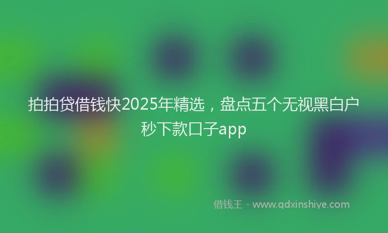 拍拍贷借钱快2025年精选，盘点五个无视黑白户秒下款口子app
