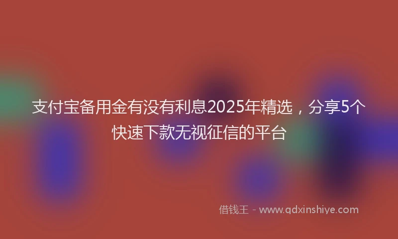 支付宝备用金有没有利息2025年精选，分享5个快速下款无视征信的平台