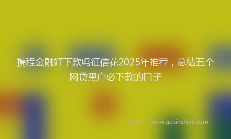 携程金融好下款吗征信花2025年推荐，总结五个网贷黑户必下款的口子