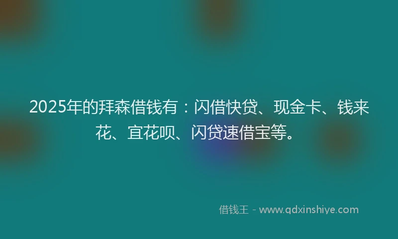 2025年的拜森借钱有：闪借快贷、现金卡、钱来花、宜花呗、闪贷速借宝等。