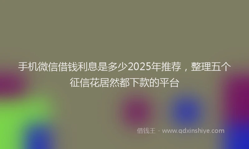 手机微信借钱利息是多少2025年推荐，整理五个征信花居然都下款的平台