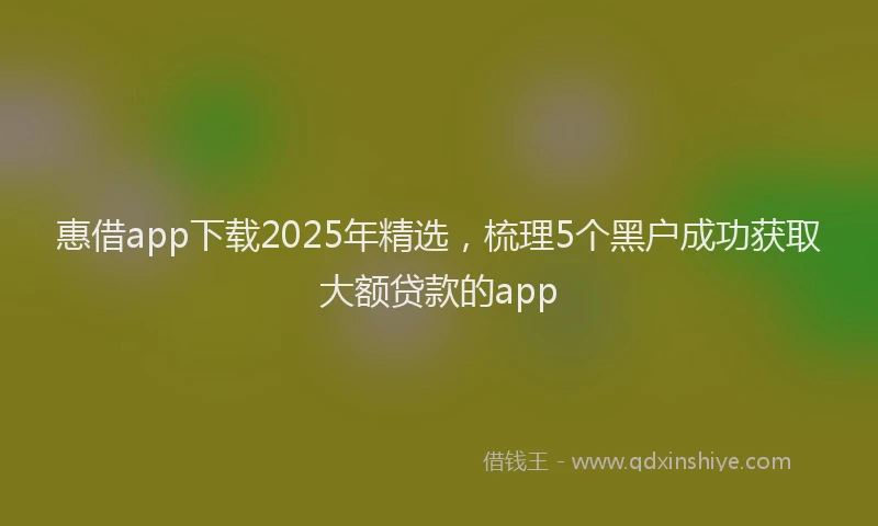惠借app下载2025年精选，梳理5个黑户成功获取大额贷款的app