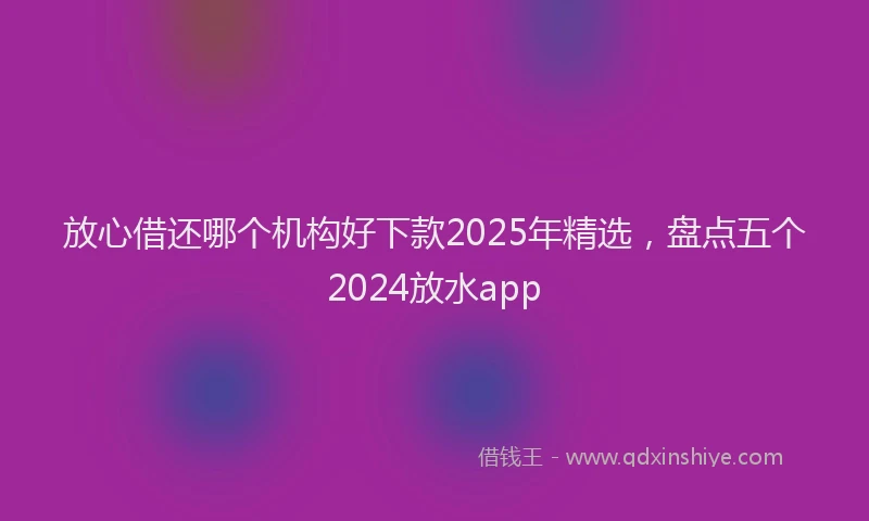放心借还哪个机构好下款2025年精选，盘点五个2024放水app