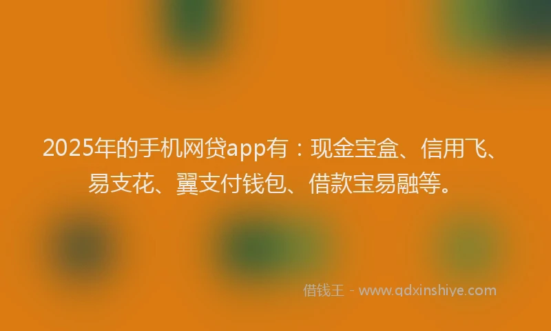 2025年的手机网贷app有：现金宝盒、信用飞、易支花、翼支付钱包、借款宝易融等。