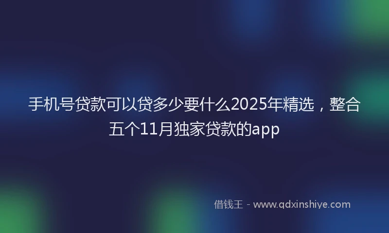 手机号贷款可以贷多少要什么2025年精选，整合五个11月独家贷款的app