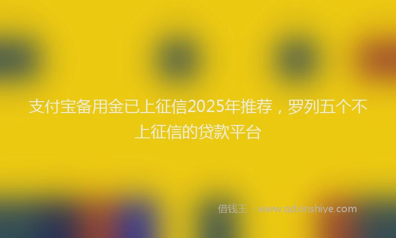 支付宝备用金已上征信2025年推荐，罗列五个不上征信的贷款平台