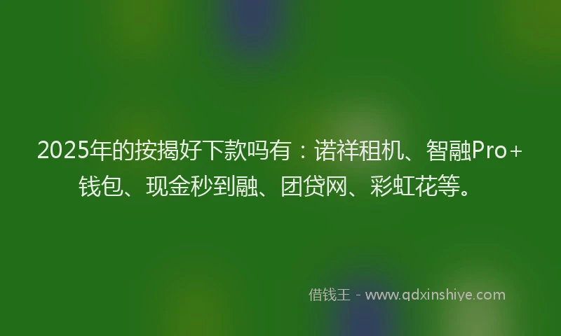 2025年的按揭好下款吗有：诺祥租机、智融Pro+钱包、现金秒到融、团贷网、彩虹花等。