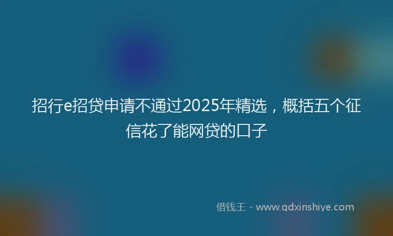 招行e招贷申请不通过2025年精选，概括五个征信花了能网贷的口子