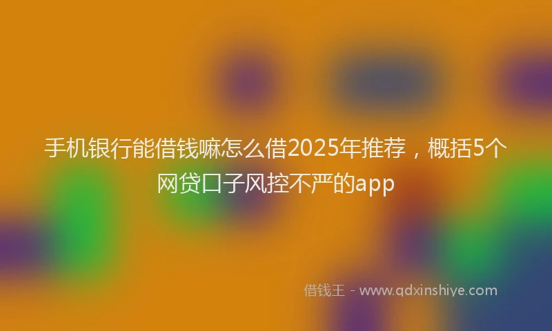 手机银行能借钱嘛怎么借2025年推荐，概括5个网贷口子风控不严的app