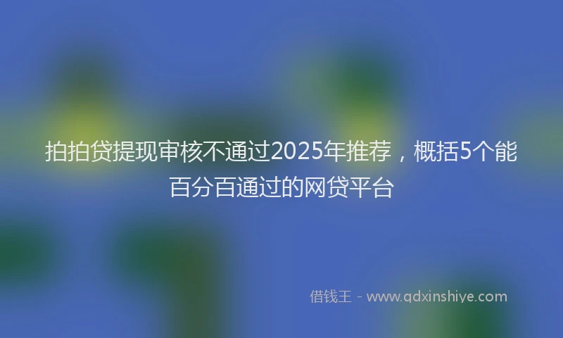 拍拍贷提现审核不通过2025年推荐，概括5个能百分百通过的网贷平台
