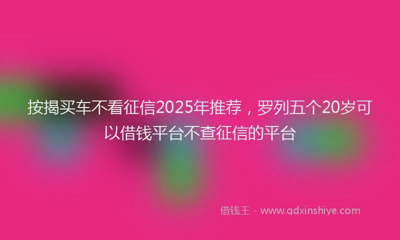 按揭买车不看征信2025年推荐，罗列五个20岁可以借钱平台不查征信的平台