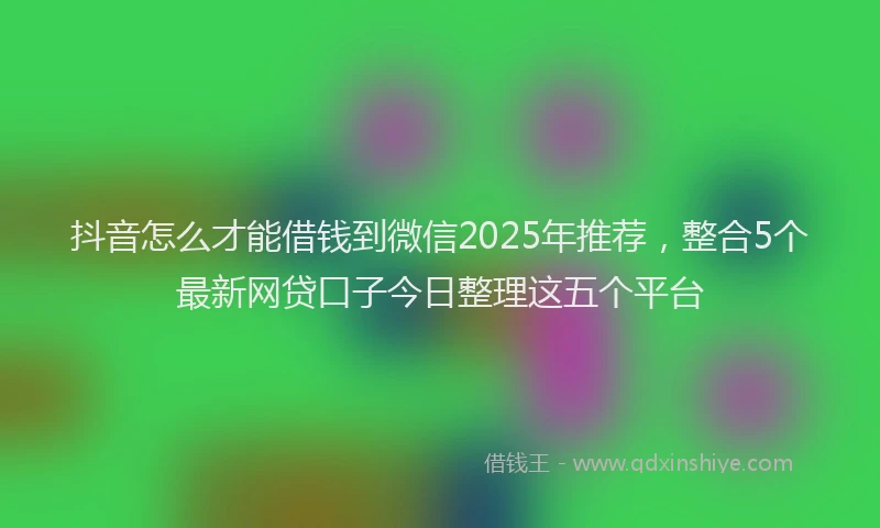抖音怎么才能借钱到微信2025年推荐，整合5个最新网贷口子今日整理这五个平台