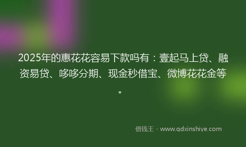 2025年的惠花花容易下款吗有：壹起马上贷、融资易贷、哆哆分期、现金秒借宝、微博花花金等。