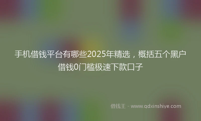 手机借钱平台有哪些2025年精选，概括五个黑户借钱0门槛极速下款口子