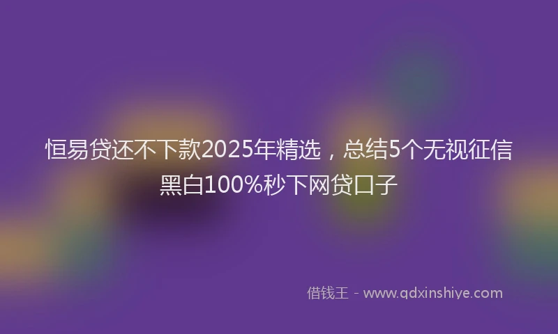 恒易贷还不下款2025年精选，总结5个无视征信黑白100%秒下网贷口子