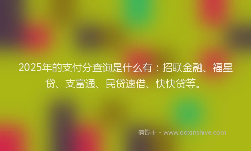2025年的支付分查询是什么有：招联金融、福星贷、支富通、民贷速借、快快贷等。