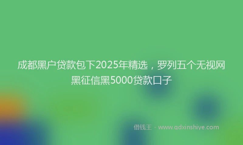 成都黑户贷款包下2025年精选，罗列五个无视网黑征信黑5000贷款口子