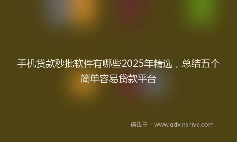 手机贷款秒批软件有哪些2025年精选，总结五个简单容易贷款平台