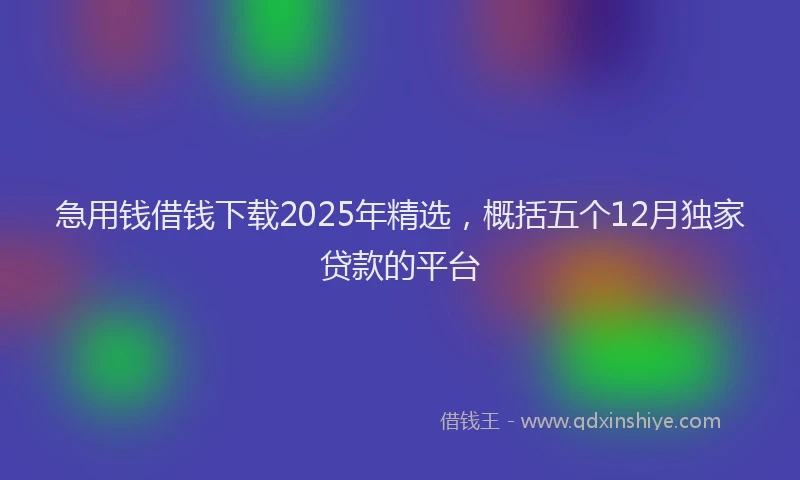 急用钱借钱下载2025年精选，概括五个12月独家贷款的平台
