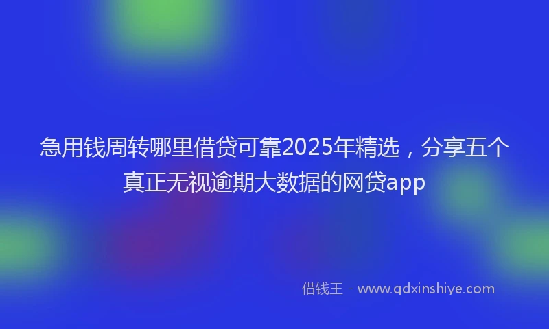急用钱周转哪里借贷可靠2025年精选，分享五个真正无视逾期大数据的网贷app