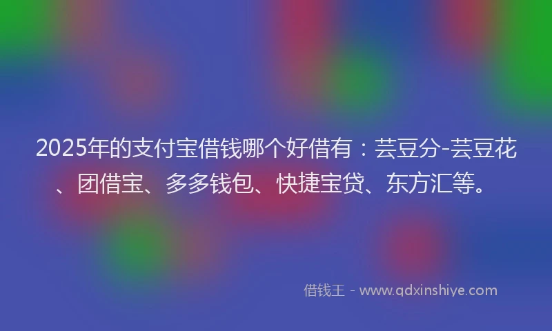 2025年的支付宝借钱哪个好借有：芸豆分-芸豆花、团借宝、多多钱包、快捷宝贷、东方汇等。