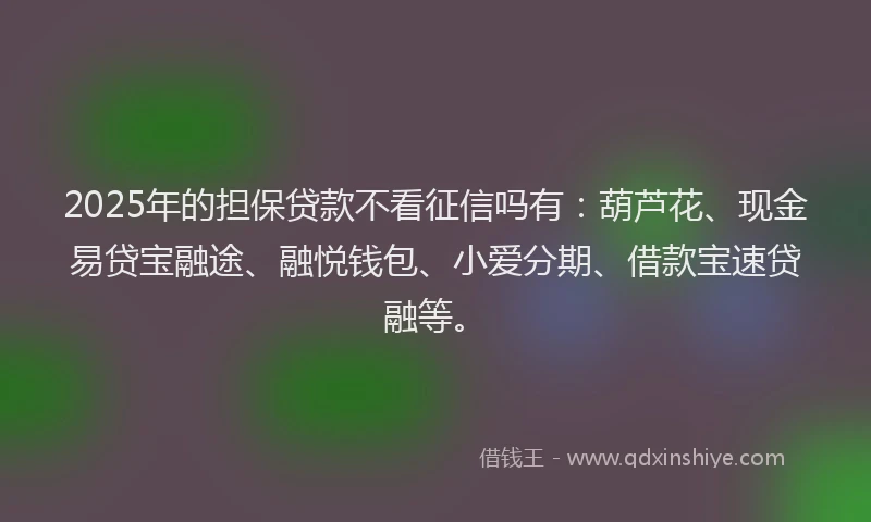 2025年的担保贷款不看征信吗有：葫芦花、现金易贷宝融途、融悦钱包、小爱分期、借款宝速贷融等。