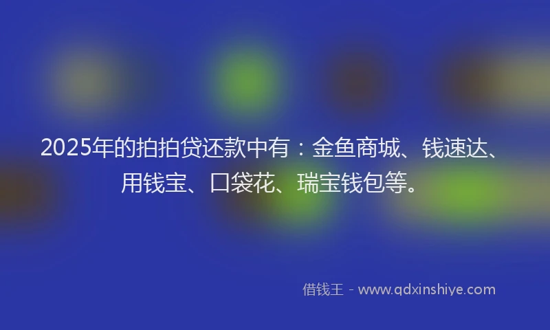 2025年的拍拍贷还款中有：金鱼商城、钱速达、用钱宝、口袋花、瑞宝钱包等。