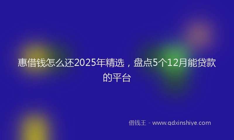 惠借钱怎么还2025年精选，盘点5个12月能贷款的平台