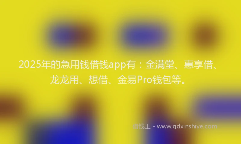 2025年的急用钱借钱app有：金满堂、惠享借、龙龙用、想借、金易Pro钱包等。