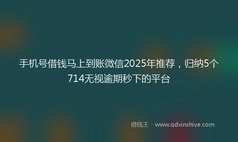 手机号借钱马上到账微信2025年推荐，归纳5个714无视逾期秒下的平台
