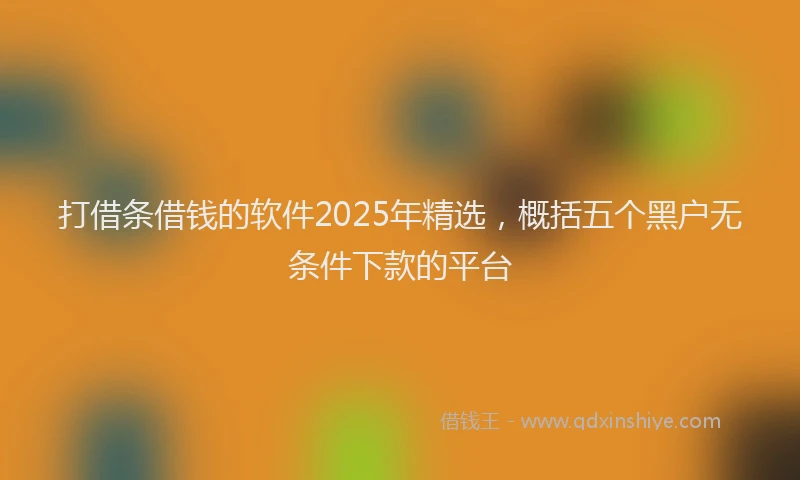 打借条借钱的软件2025年精选，概括五个黑户无条件下款的平台