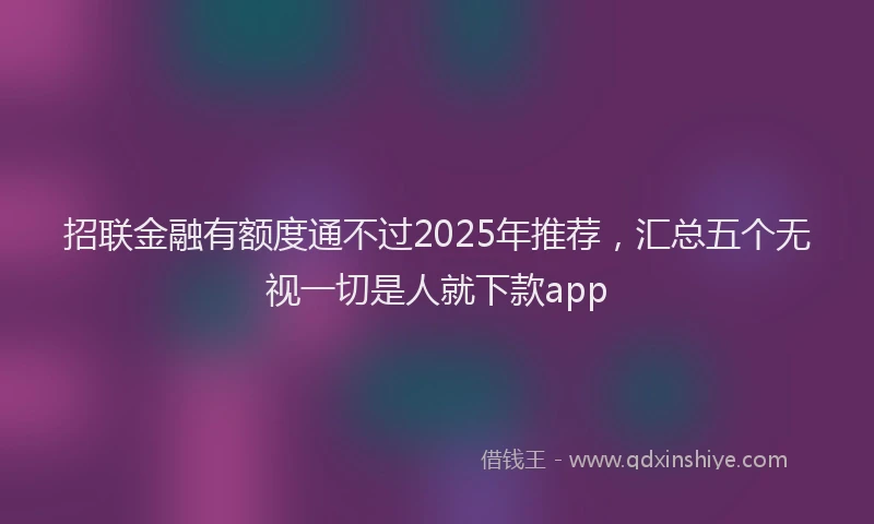 招联金融有额度通不过2025年推荐，汇总五个无视一切是人就下款app