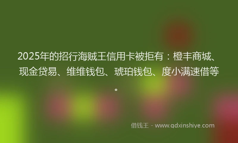 2025年的招行海贼王信用卡被拒有：橙丰商城、现金贷易、维维钱包、琥珀钱包、度小满速借等。